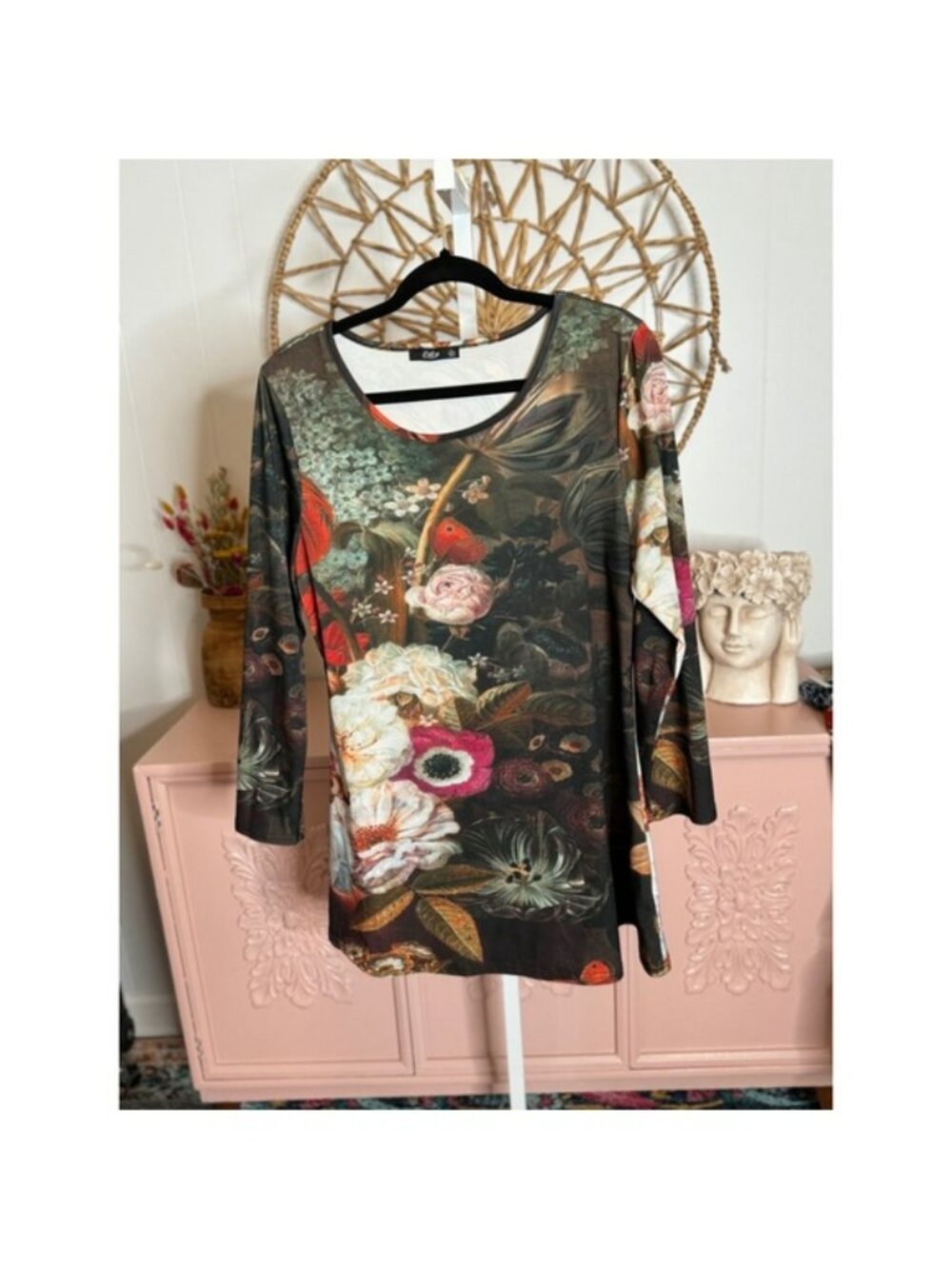Women's Lily by Fili Monaco Floral Long Sleeve Tunic Size L‎